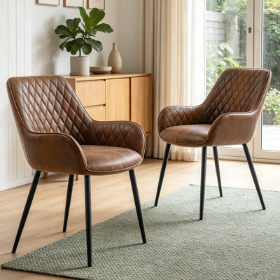 Modern Faux Leather/Suede Diamond Stitching Armchair Dining Chair for Dining Room, Bar, Restaurant, Hotel