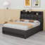 Structure de lit pour grand lit avec rangement relevable, station de charge et lumières DEL, tête de lit tapissier avec rangement, lattes en bois robustes-1038201428-1038201431