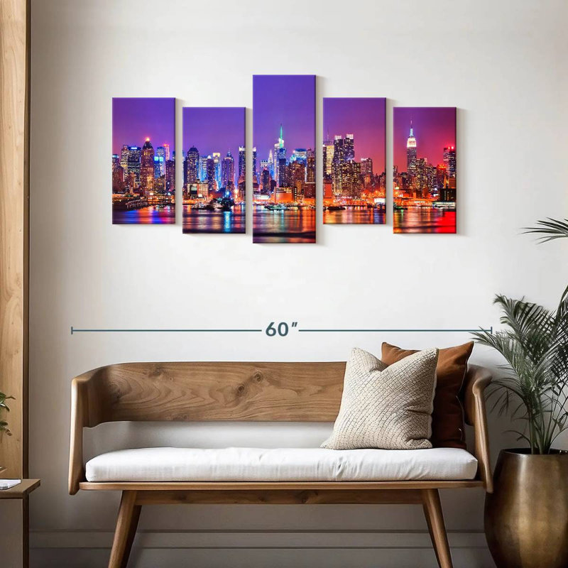  «New York At Night», H 24 po x l 49 po