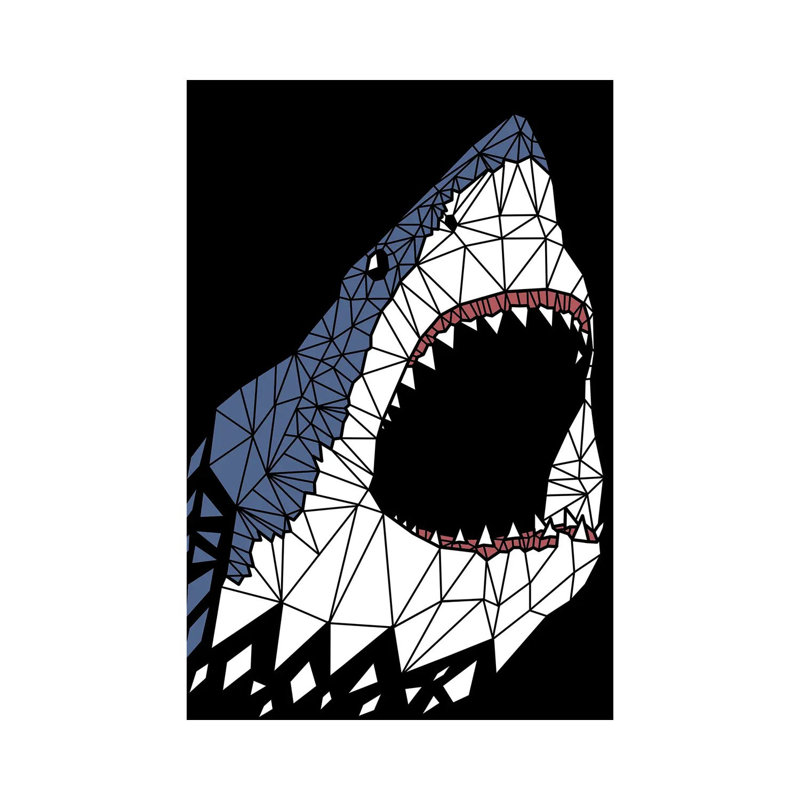 Geometric Great Shark by Alberto Perez - Wrapped Canvas Print, 101.6 cm H x 66.04 cm W x 1.91 cm D