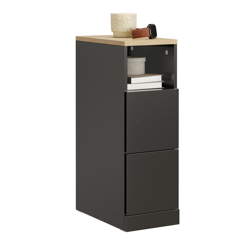 20cm W Manufactured Wood Bedside Table, Black