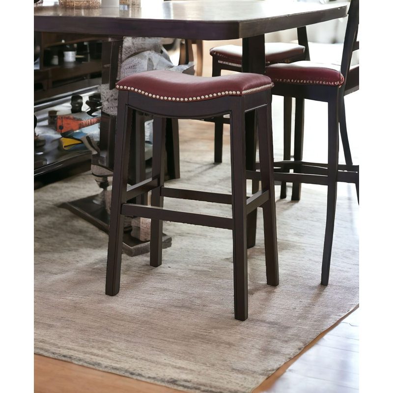 Hasitha Upholstered Counter Stool with Solid Wood Frame, Bar Stool (30" Seat Height), Black