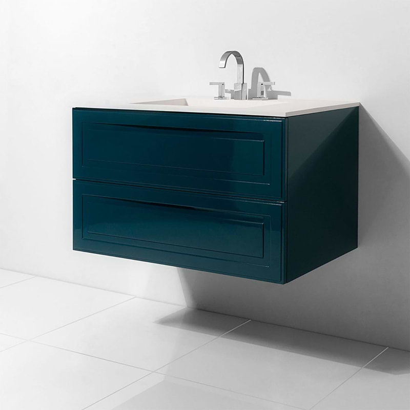 Alma 42.25" Wall Mounted Single Bathroom Vanity with Top, Turchese Blue