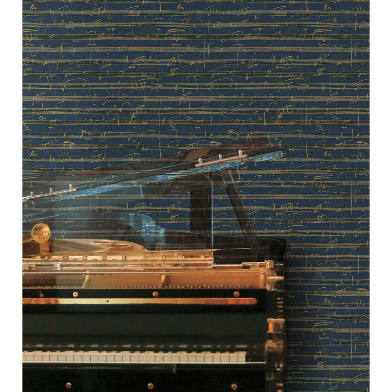 Rouleau de papier peint 16,5 pi x 20,5 po, Bleu marine / or