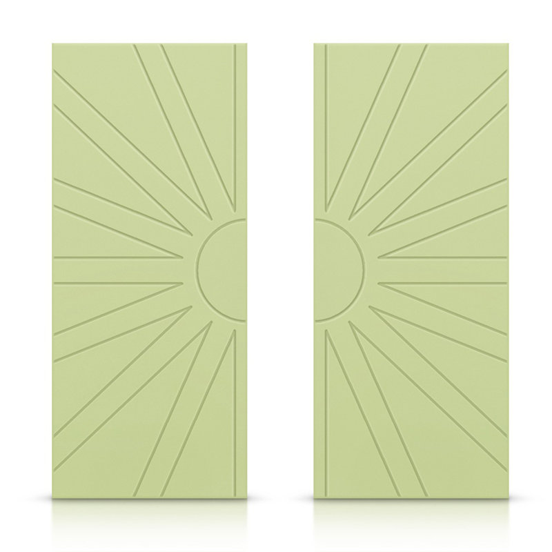 Panelled Manufactured Wood Double Sliding Closet Doors, Sage Green, 84" x 84"