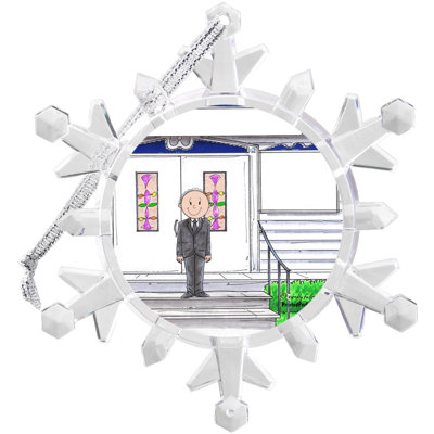 Personalized Funeral Director - Male Lighted LED Snow Flake Christmas Ornament