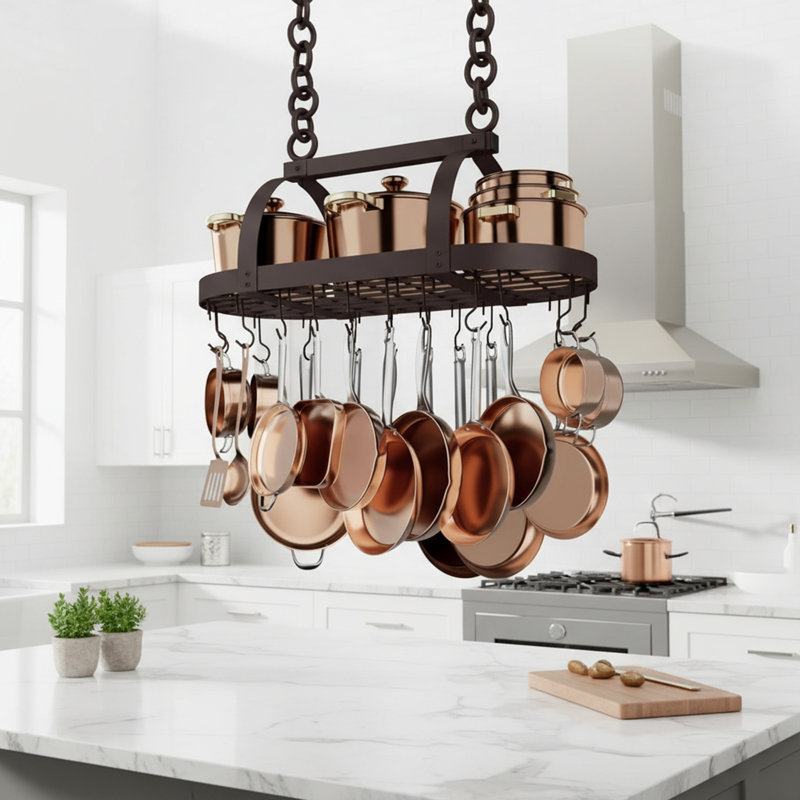 Metal Oval Hanging Pot Rack