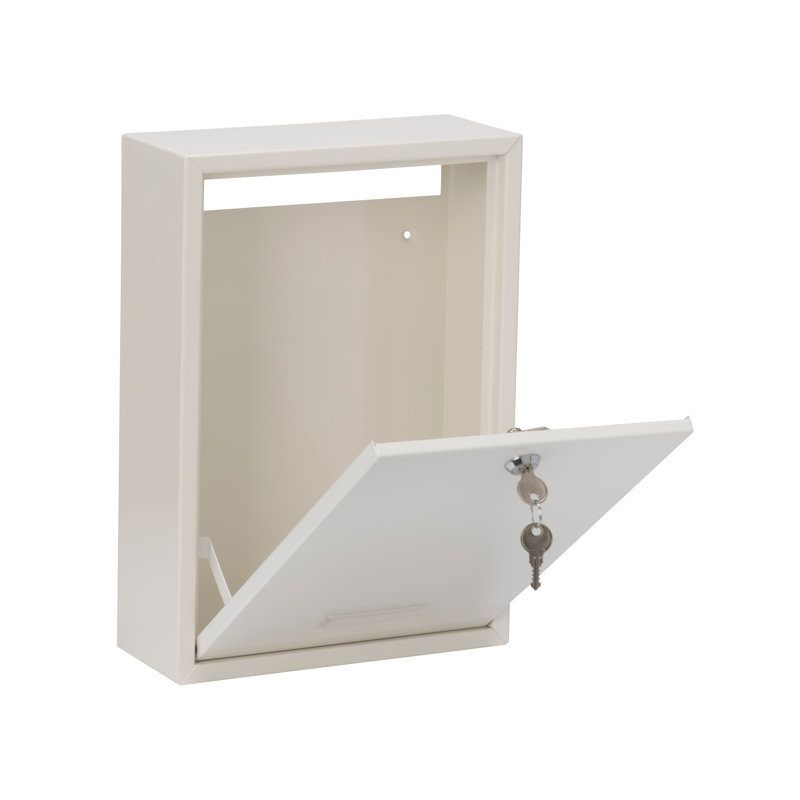 Forth Rear Access Gate & Wall Mounted Galvanised Steel Lockable Weatherproof Post Box - 25x35x10cm, White