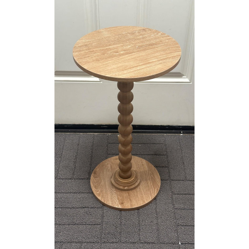 Modern Accent Table Martini Table with Solid Wood Leg Round End Tables Side Table, Rustic Walnut