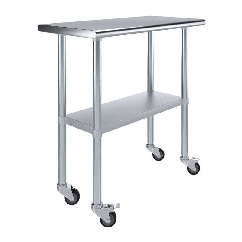 Table en acier inoxydable avec roulettes, H 38 po x L 36 po x l 18 po
