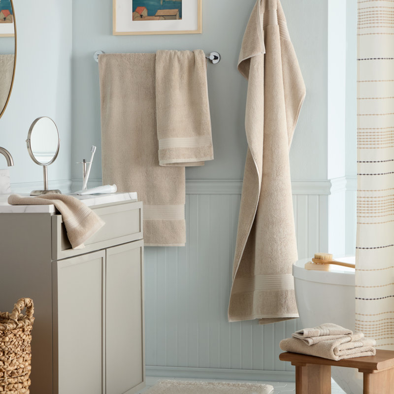 Ensemble de bordure Dobby 6 pièces Town & Country Country Everlyday, 2 salles de bain, 2 mains, 2 lavages, 100% coton, Beige
