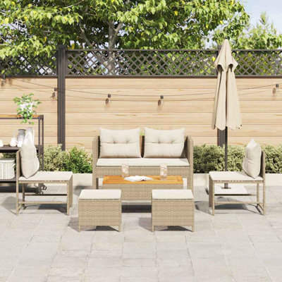 vidaXL Garden Sofa Set with Cushion Poly Rattan Furniture Outdoor Living