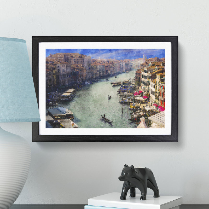 Grand Canal In Venice Italy Framed Print, 62cm H x 87cm W x 2cm D, Black Framed