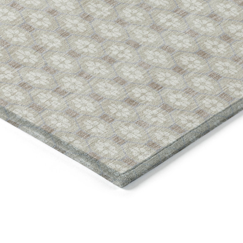 Tapis rond 8 po beige et ivoire