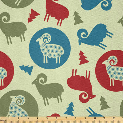 Fabric by the meter, pine ram, multi -colored, 10m (230 x 1000cm)