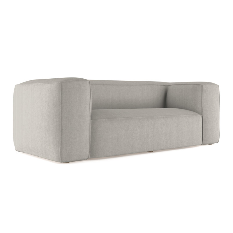 Canapé surdimensionné Varick, Lin à tissage carré argenté, H 30 po x l 96 po x P 47 po, Patiné