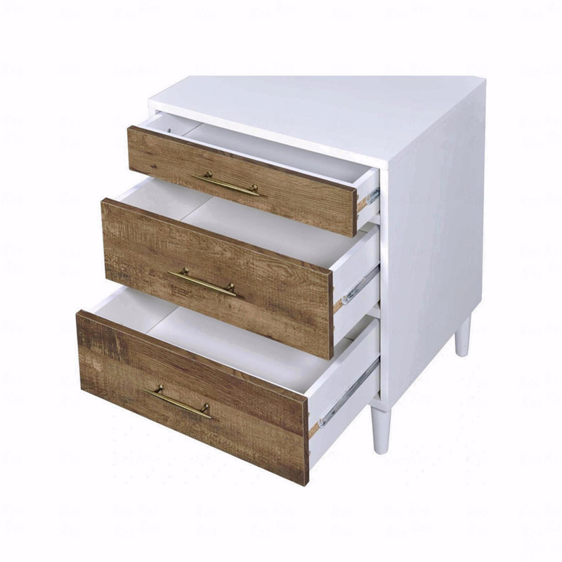 Two-Tone Finish Bedroom Nightstand With 3-Drawers