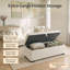 Banc coffre 120 x 45 x 41 cm, en lin beige, avec rangement dissimulé et poignée intégrée-697493029-697493027