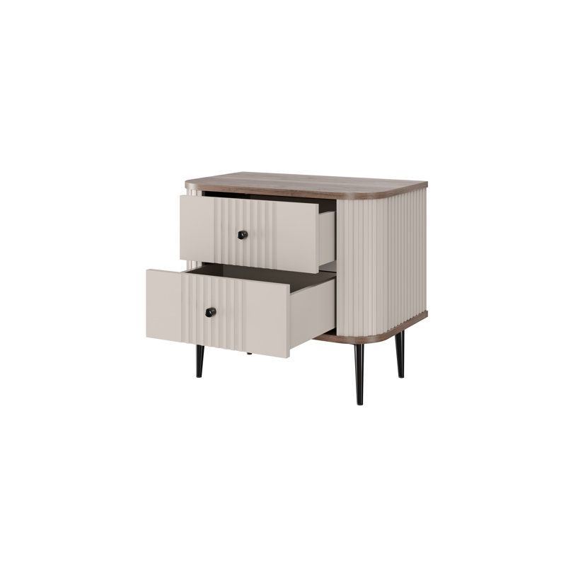 Dayzee 56cm W Manufactured Wood Bedside Table, Black, Nut, Cashmere/Black