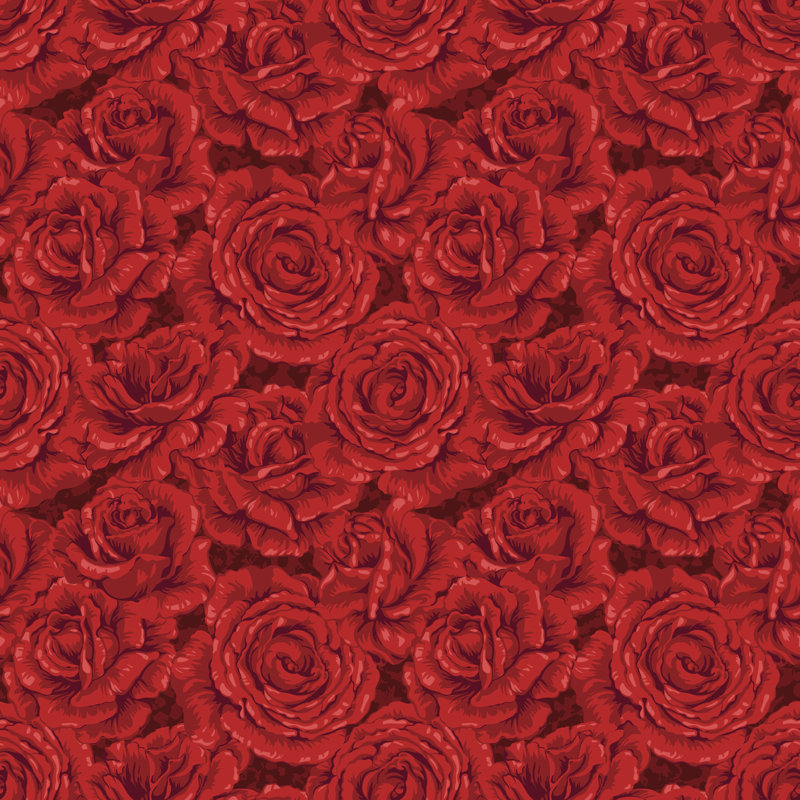 Seamless Red Rose Pattern by Ailime - Wrapped Canvas Print, 91cm H x 91cm W