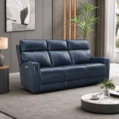 Canapé inclinable électrique 82 po en cuir véritable à double gravité avec ports USB-C 82 po