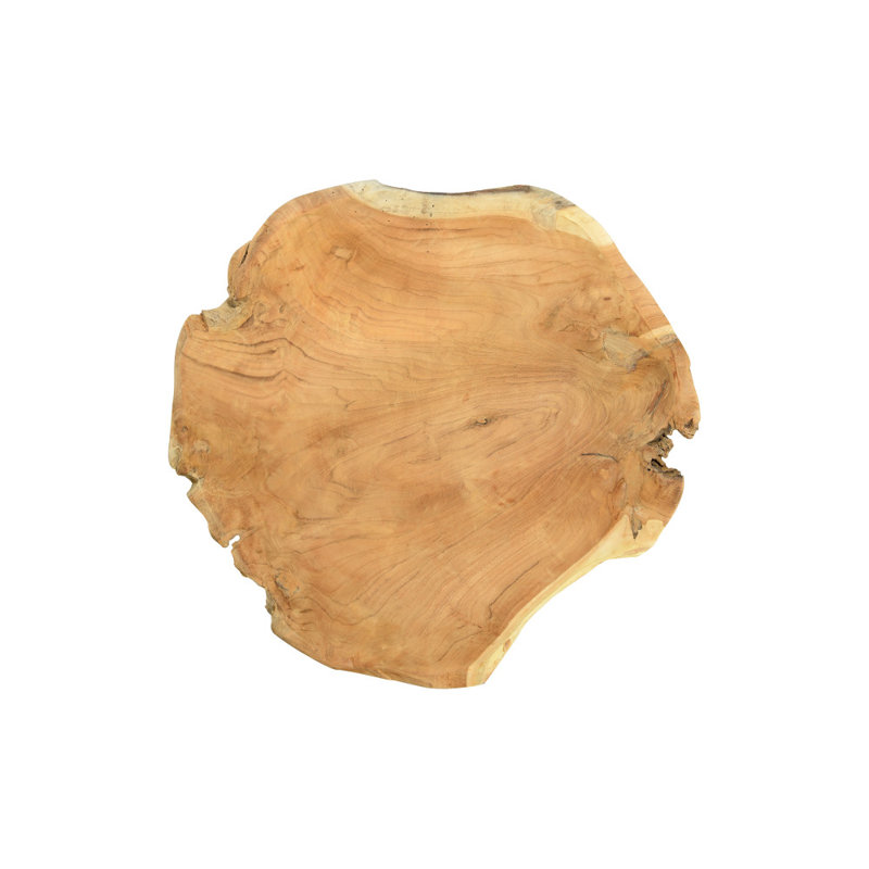 Classic Teak Wood Round Serving Bowl for Salad, Fruit, 9.75"W x 4"H