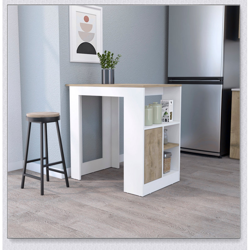 Aurora Kitchen Island with Open Compartment and Cabinet, Perfect for Space-Saving and Efficient Storage in Modern Kitchens.