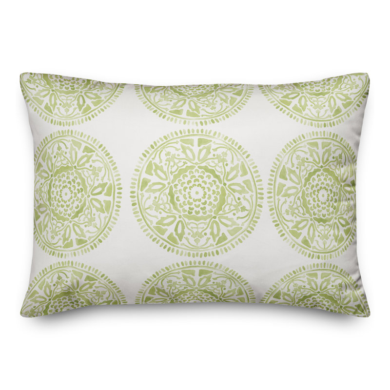 Floral Outdoor Reversible Throw Pillow, Green