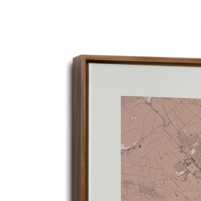 «Montreal Street Map», reproduction d'art sur toile, 8 po x 12 po, Cadre flottant en noyer