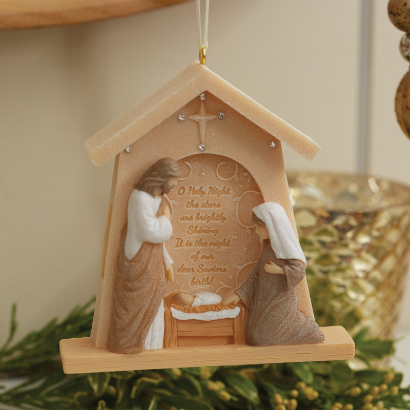 Foundations Nativity Creche Hanging Christmas Ornament 2.6in H