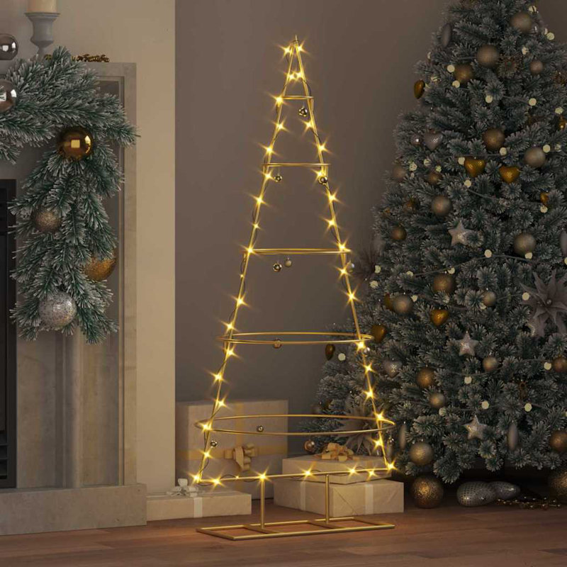 Metal Christmas Tree with Stand Gold Powder-coated steel, 4.1' H