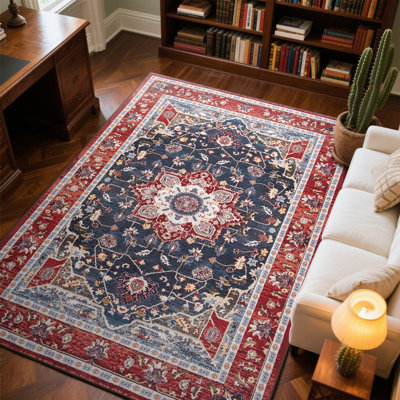 Wymond  Large Tranditional Rugs Living Room Rug Washable Bedroom Rug Non-Slip Colourful Vintage Accent Floor Carpet For Home Decor