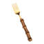Ensemble de couverts en acier inoxydable à poignée en bambou - Ustensiles dorés pour steak, dessert, repas occidentaux