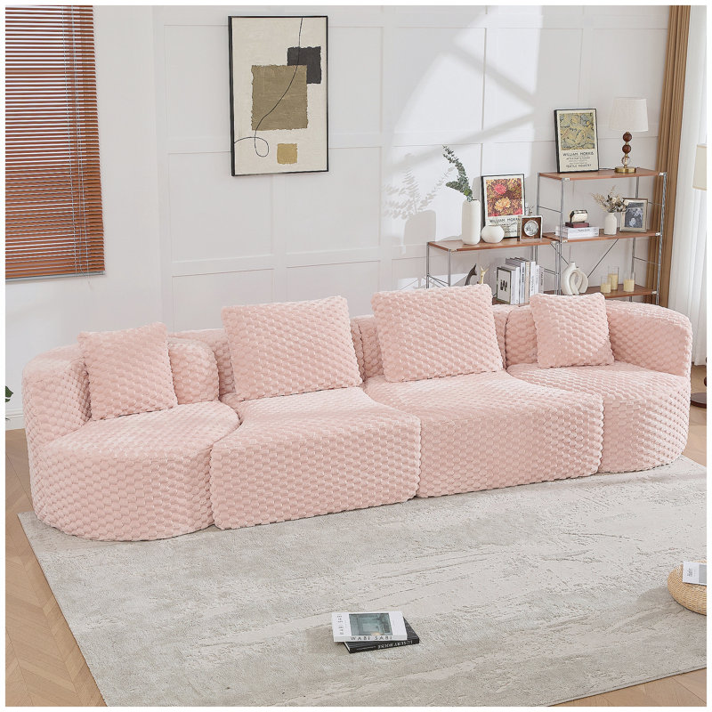Canapé modulaire modulaire 137,8 po, Pink Polyester