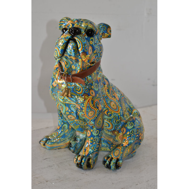 Statue de bouledogue moderne en résine de taille moderne: 13 po x 11 po x H 15 po