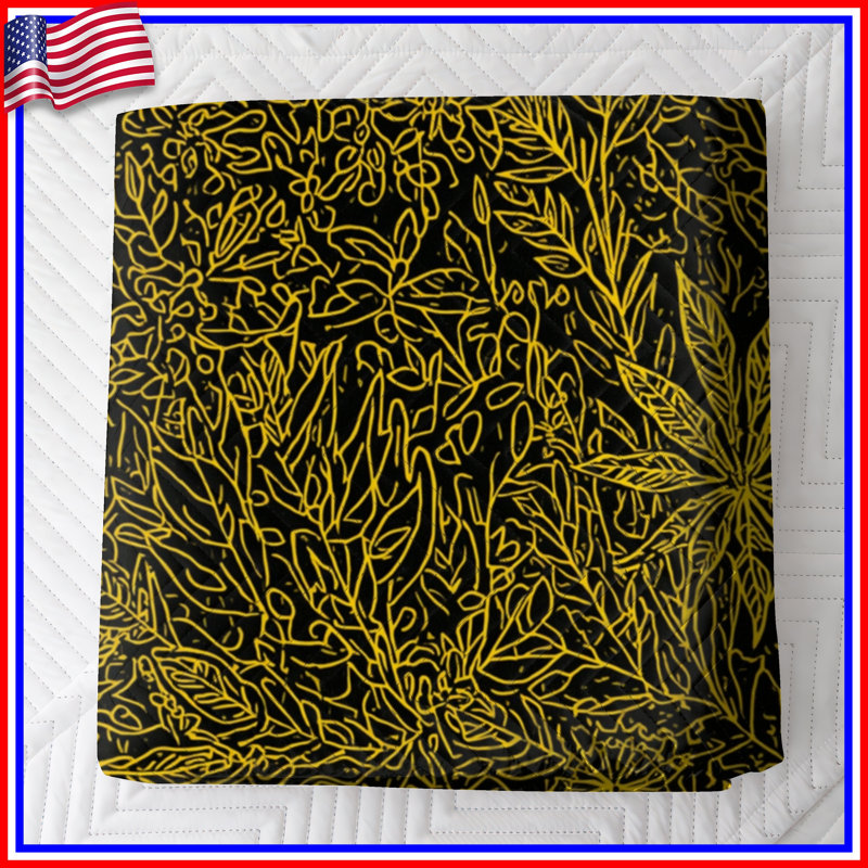 Gold Leaf Patterns Quilted Bedspread All Sizes, Queen
