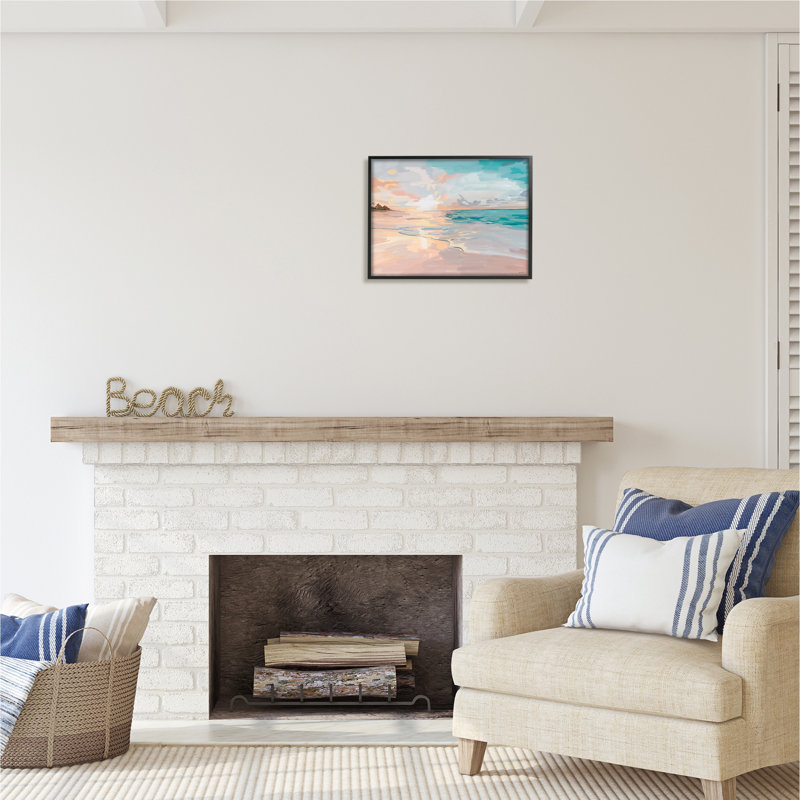 «Abstract Beach Sunset» par Amelia Noyes, Giclée encadrée noir minuit, H 16 po x l 20 po x P 1,5 po