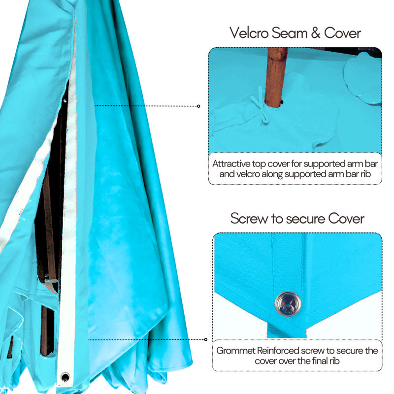 11 ft Cantilever Umbrella Replacement Canopy | 8-Rib Supporting Bar Design in Aruba Turquoise