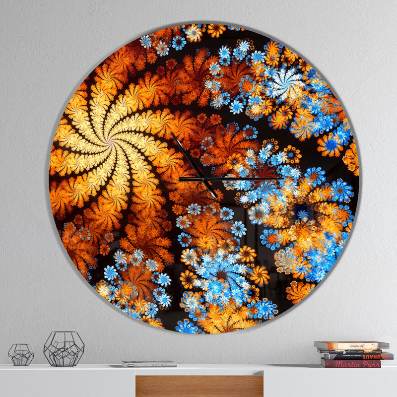 Rotating Colorful Flowers - Horloge murale moderne, Surdimensionné
