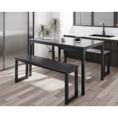 Ezzah 3 - Piece Dining Set, Dining Table with 2 Benches for 4