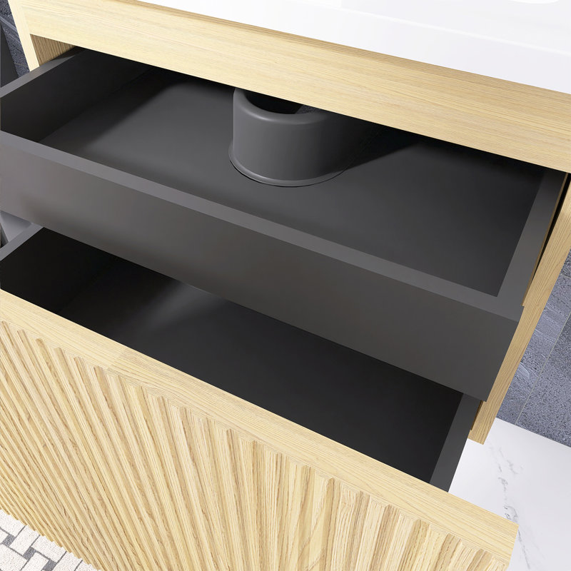 Meuble-lavabo mural simple 24 po avec lavabo en résine blanche 24 po