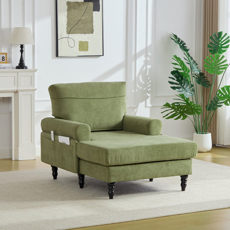 Chaise longue rembourrée 38,2 po, Olive