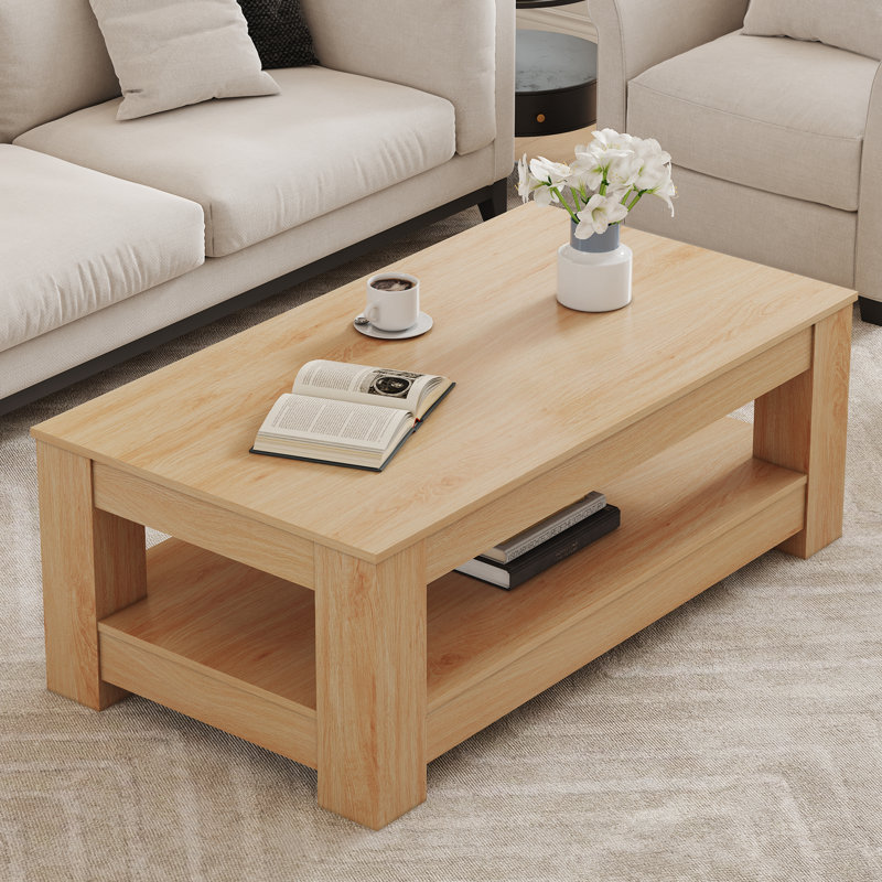 Table basse moderne et pratique en bois naturel, Bois naturel