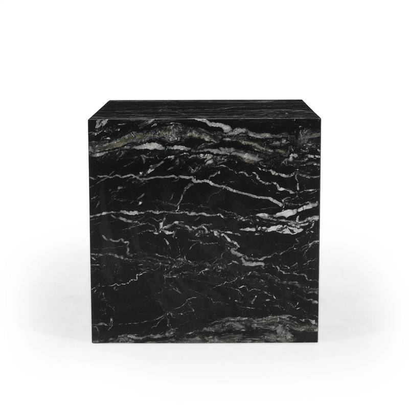 Marble Side Table, Black, 18" H x 18" L x 18" W