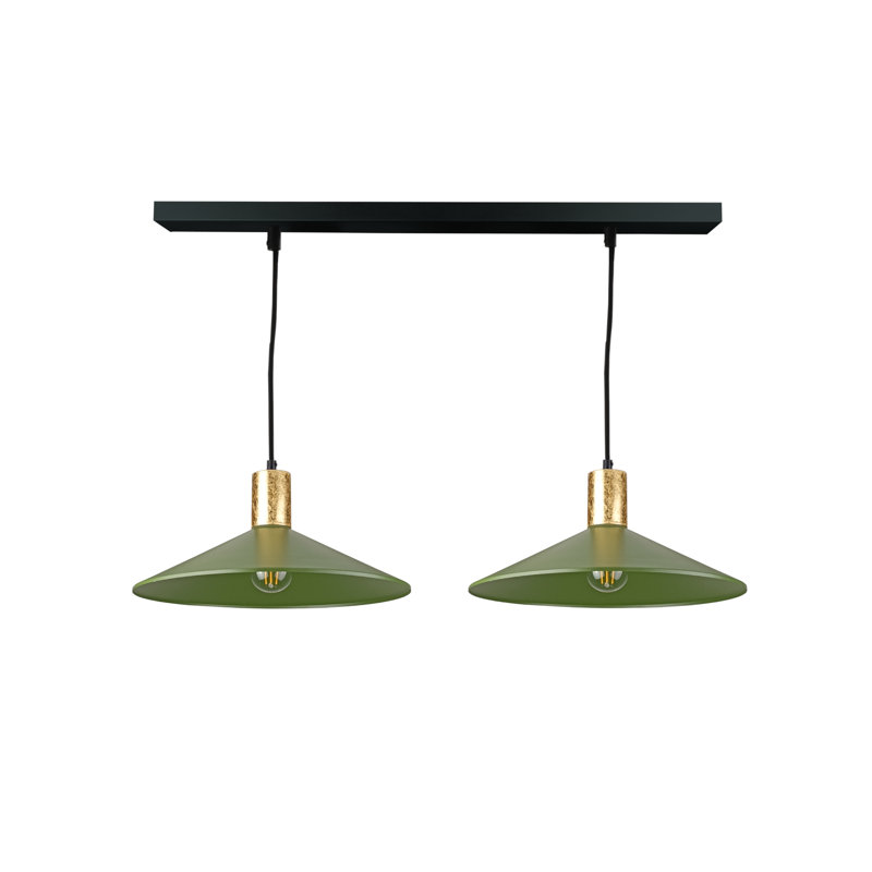 2 - Light Matte Black Dome Pendant, Gold/Khaki