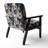 Cobalt Blue Scrollwork Swirls Victorian Pattern II - Upholstered Floral Accent Chair-1244380988