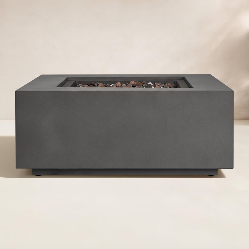 AEGEAN Propane / Natural Gas Outdoor Fire Pit Table, 15.25" H x 36" W x 36" D, Weathered Slate