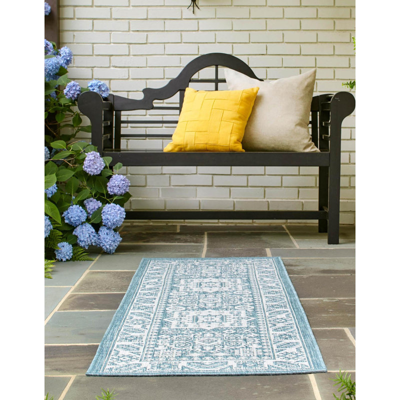 Tapis intérieur / extérieur bleu Danera, Tapis de couloir 2 pi x 7 pi 10 po