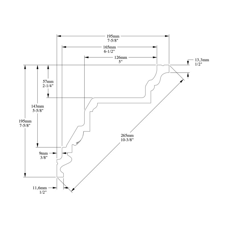 7-5/8 in x 7-5/8 in x 78-3/4 in Primed White Polyurethane Crown Moulding