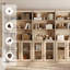 Buffet en bois de 240 cm de large avec portes vitrées et étagères réglables, meuble de rangement de 183 cm de haut pour salle à manger et cuisine-1303297519
